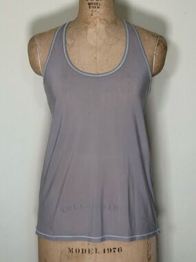 Lululemon Tank Top Women's Sheer Mesh Crossover Racerback Gray Scoop Neck Size 2